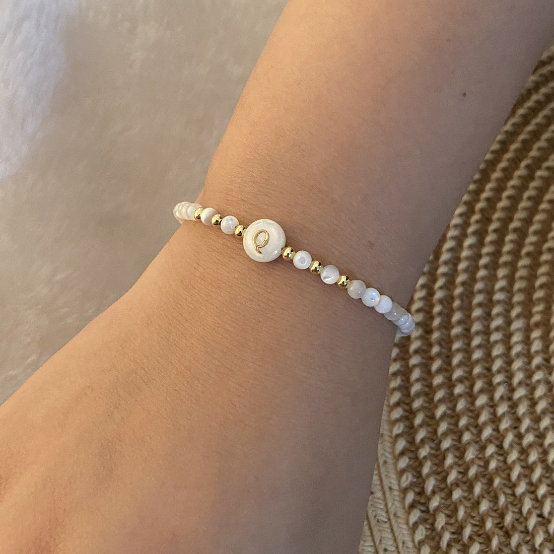 Stainless Steel Shell Letter Bead Bracelet