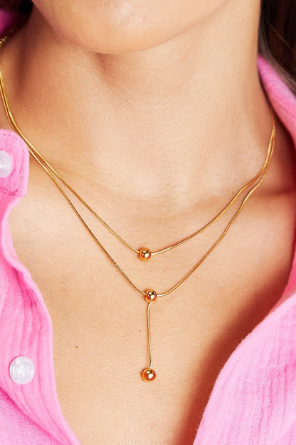 Adored Drop Ball Double-Layered Necklace