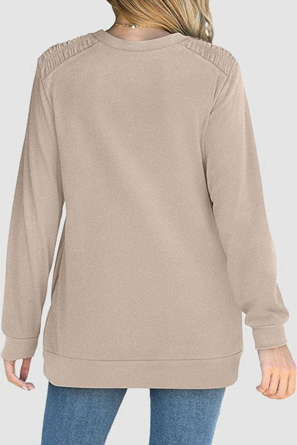 Ruched Round Neck Sweatshirt