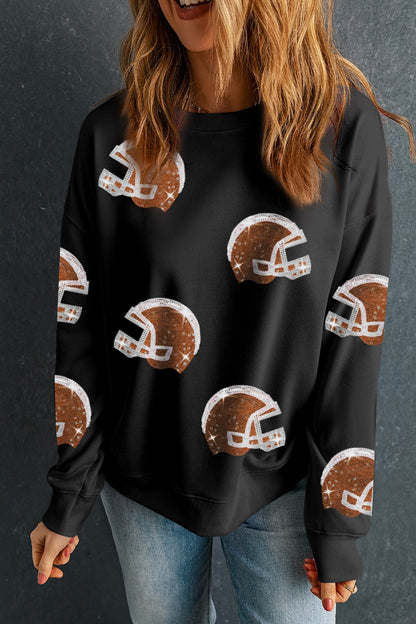 Sequin Round Neck Long Sleeve Sweatshirt