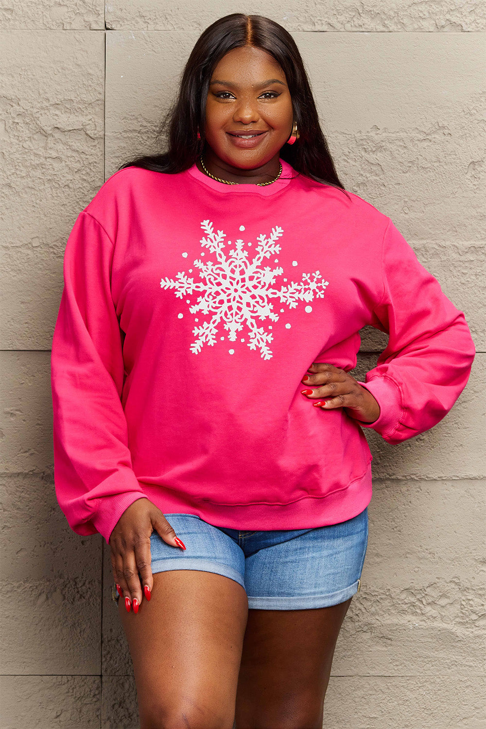 Simply Love Full Size Snowflake Graphic Sweatshirt