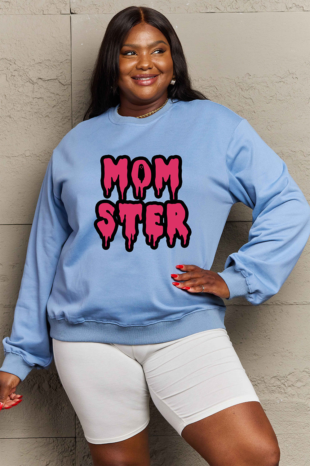 Simply Love Full Size MOM STER Graphic Sweatshirt