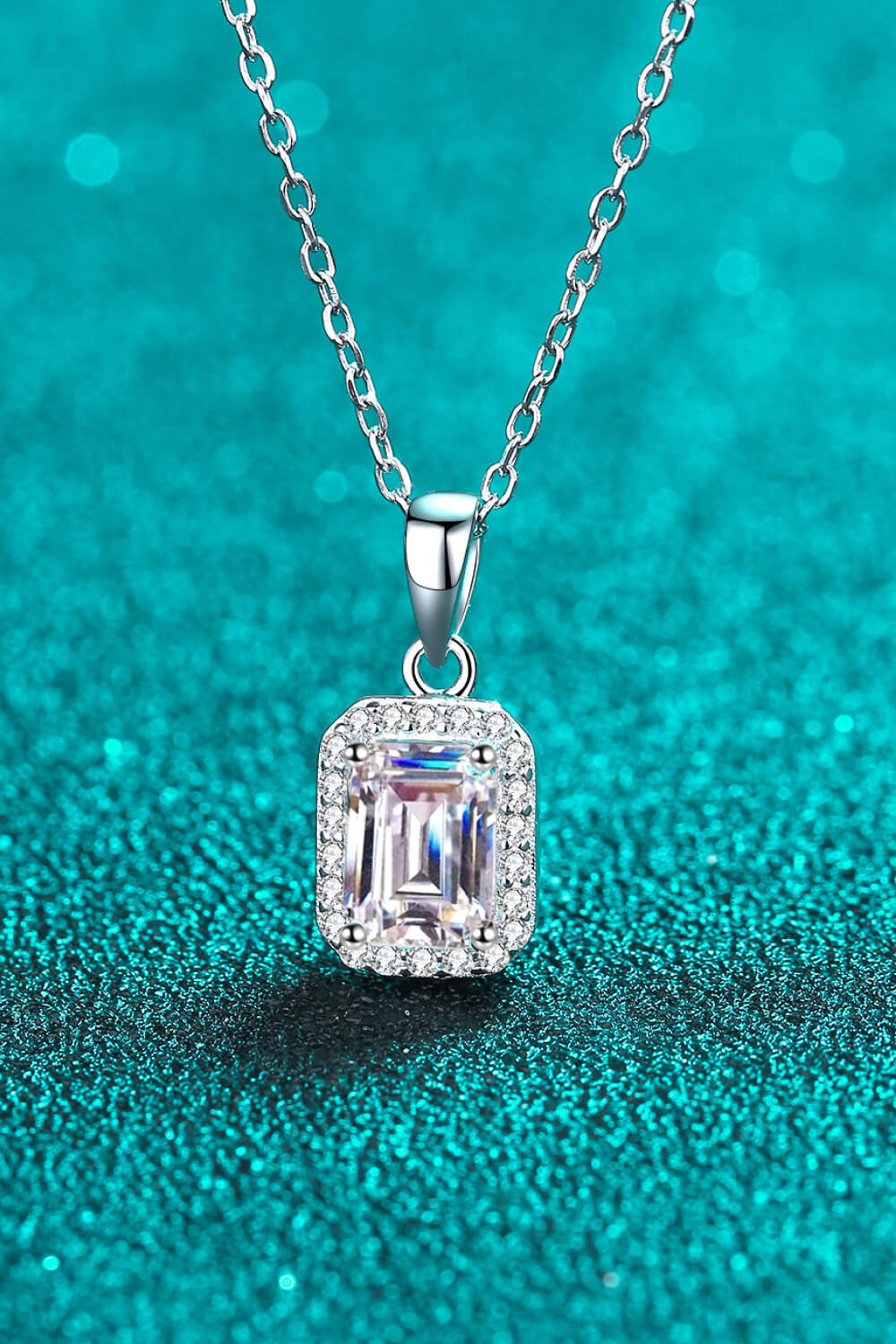 Square Moissanite Pendant Chain Necklace