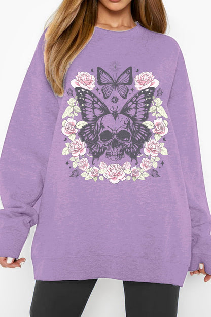 Simply Love Simply Love Full Size Skull Butterfly Graphic Sweatshirt