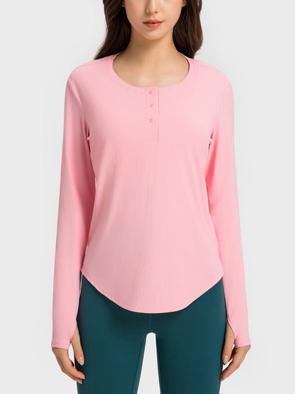 Millennia Round Neck Long Sleeve Sport Top