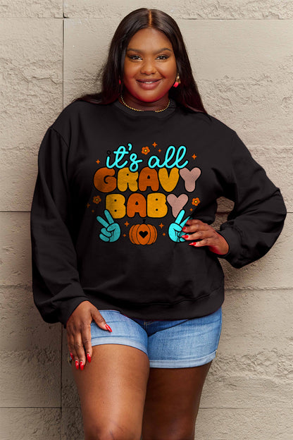 Simply Love Full Size IT'S ALL GRAVY BABY Long Sleeve Sweatshirt