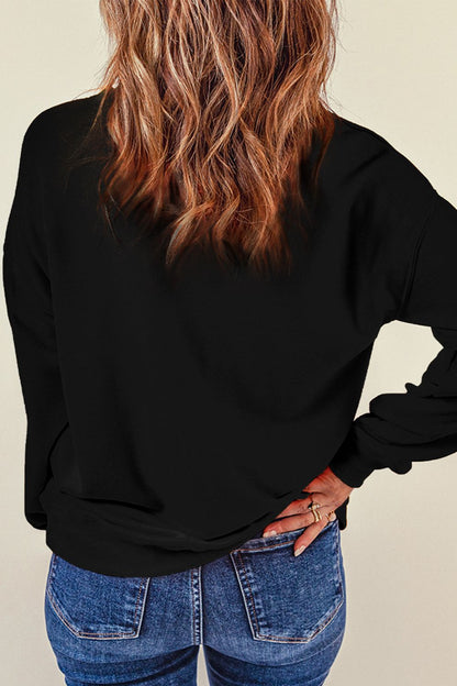 Sequin Santa Patch Round Neck Sweatshirt