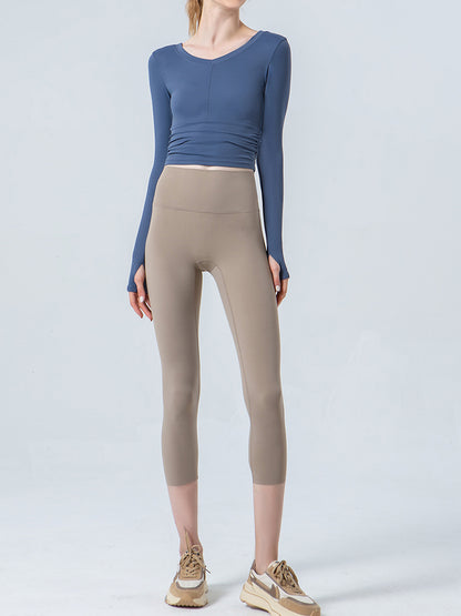 Wide Waistband Cropped Sports Leggings