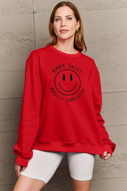 Simply Love Full Size Smiling Face Graphic Sweatshirt