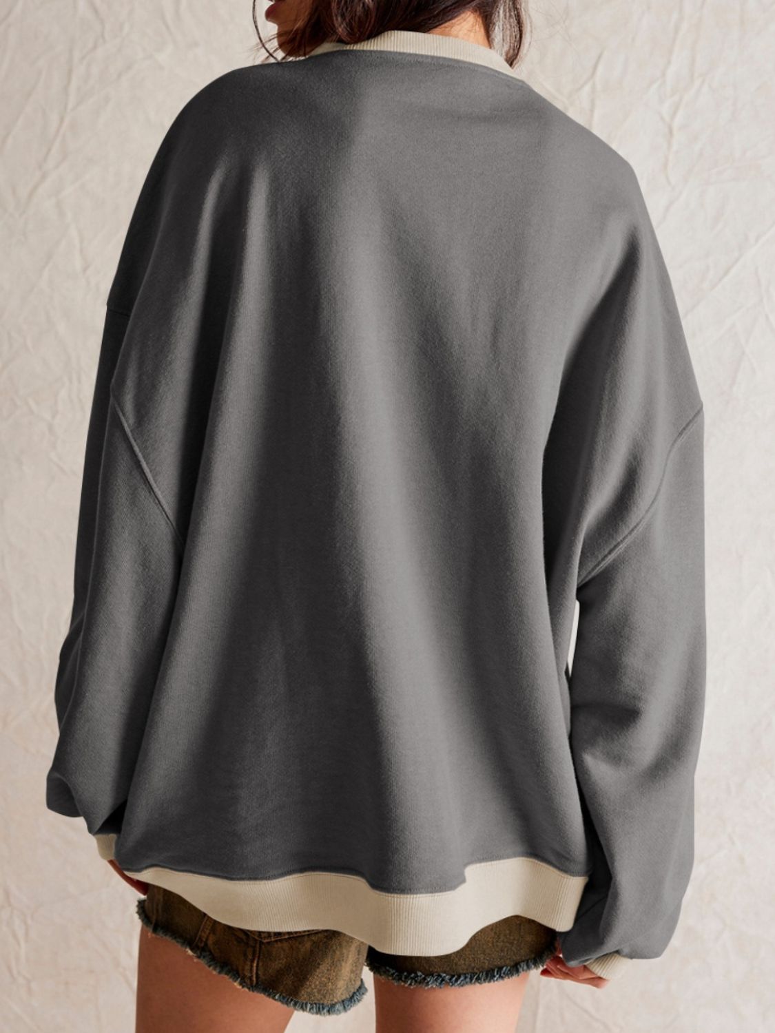 Contrast Dropped Shoulder Long Sleeve Sweatshirt