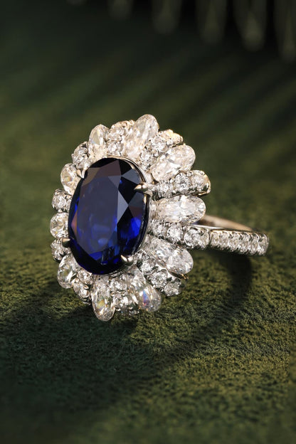 5 Carat Lab-Grown Sapphire Flower Shape Ring