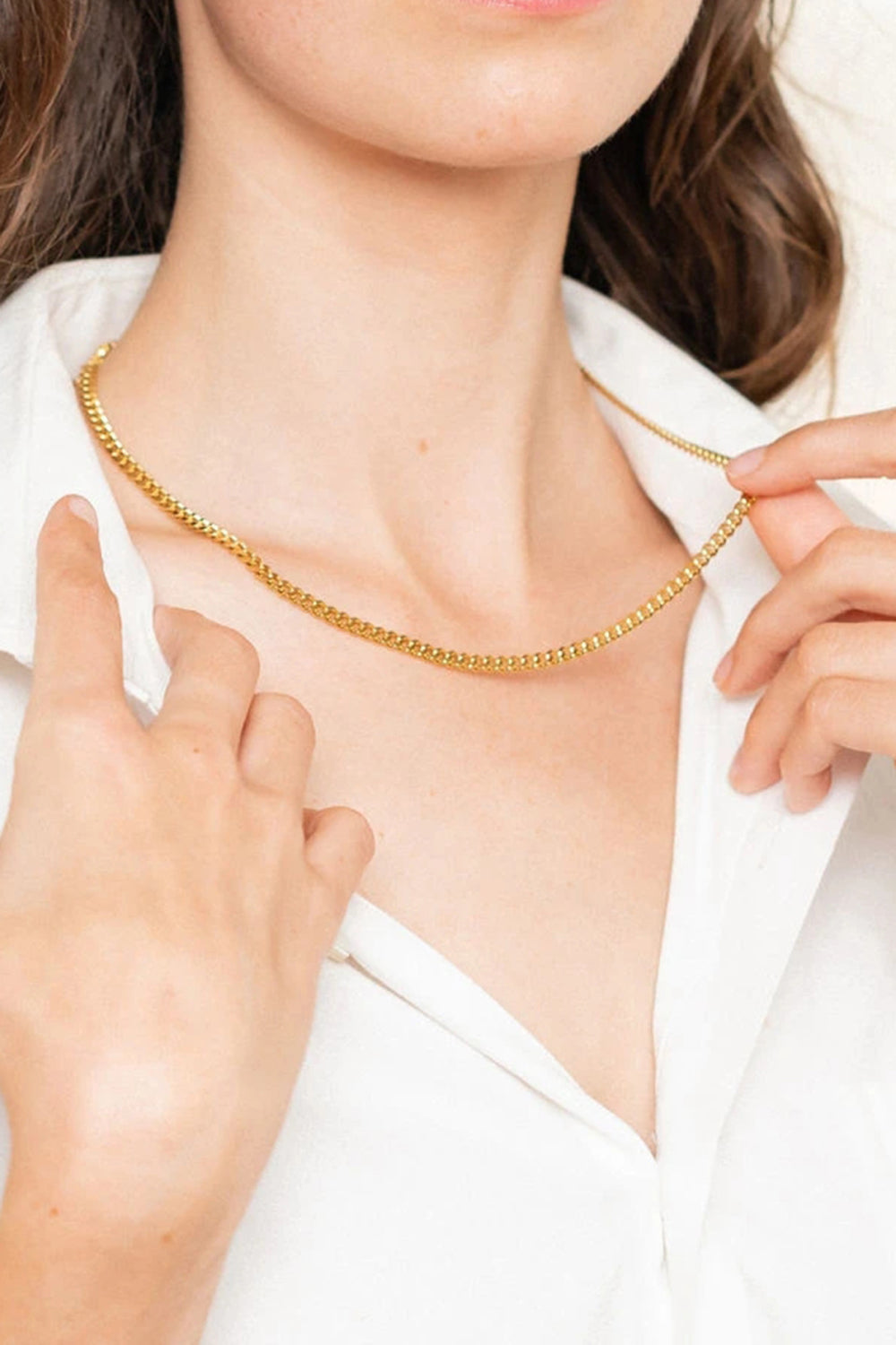 18K Gold Plated Curb Chain Necklace