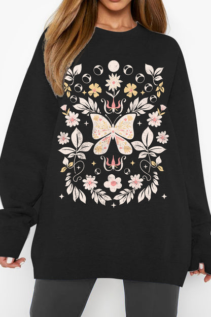 Simply Love Simply Love Full Size Flower and Butterfly Graphic Sweatshirt