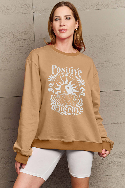 Simply Love Full Size POSITIVE ENERGY Graphic Sweatshirt