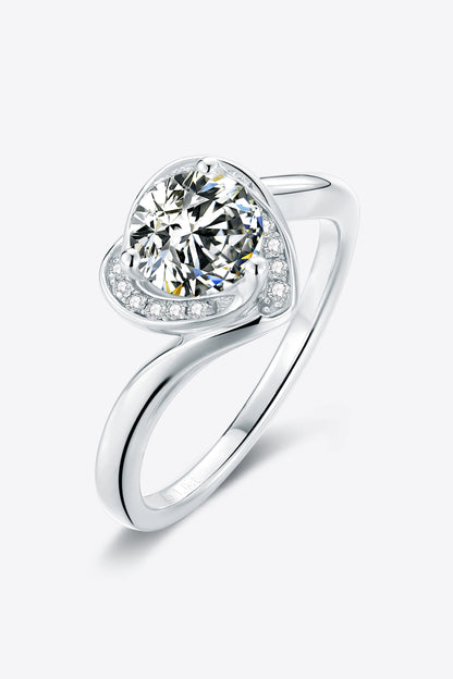 1 Carat Moissanite 925 Sterling Silver Heart Ring