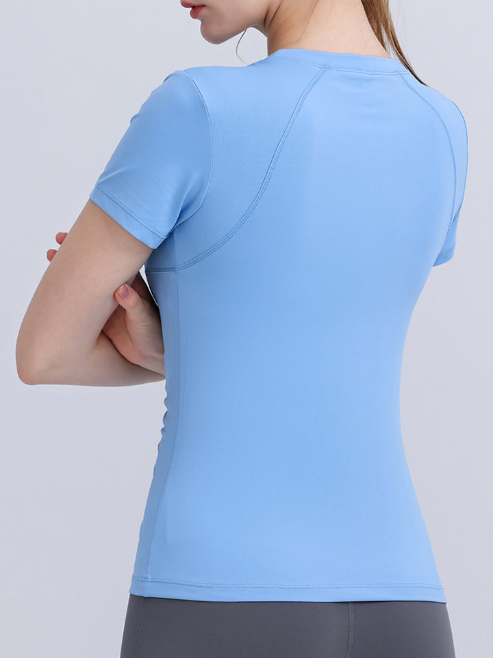 Round Neck Short Sleeve Active Top