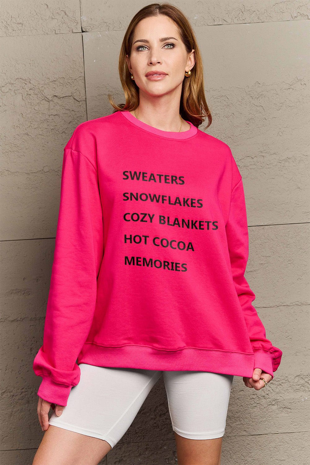 Simply Love Full Size Letter Graphic Round Neck Sweatshirt