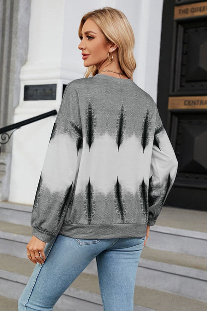 Gradient Round Neck Long Sleeve Sweatshirt