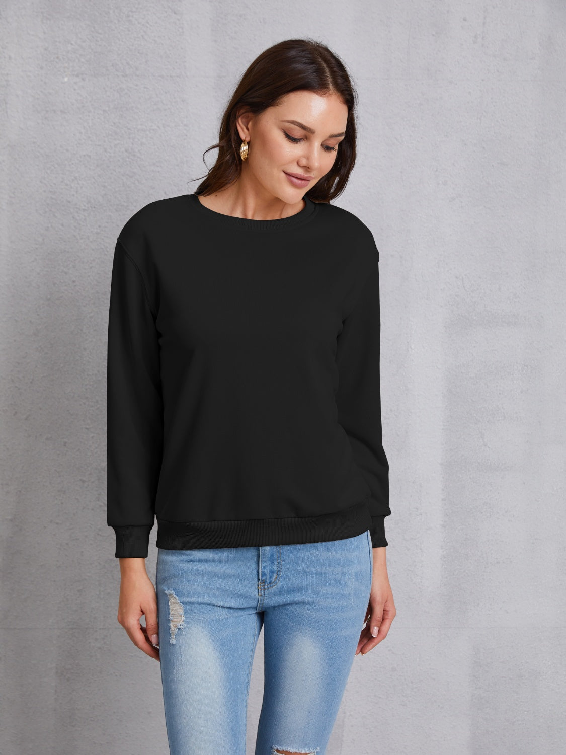 Round Neck Dropped Shoulder Sweatshirt