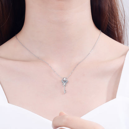 Key Shape Moissanite 925 Sterling Silver Necklace