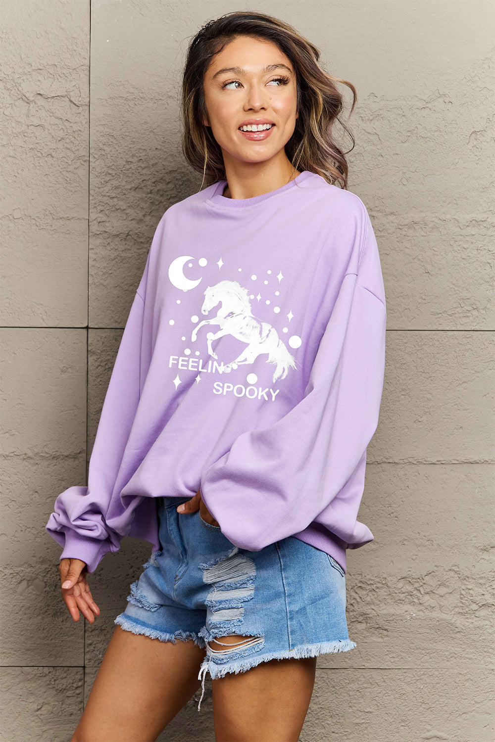 Simply Love Full Size Graphic Drop Shoulder Sweatshirt