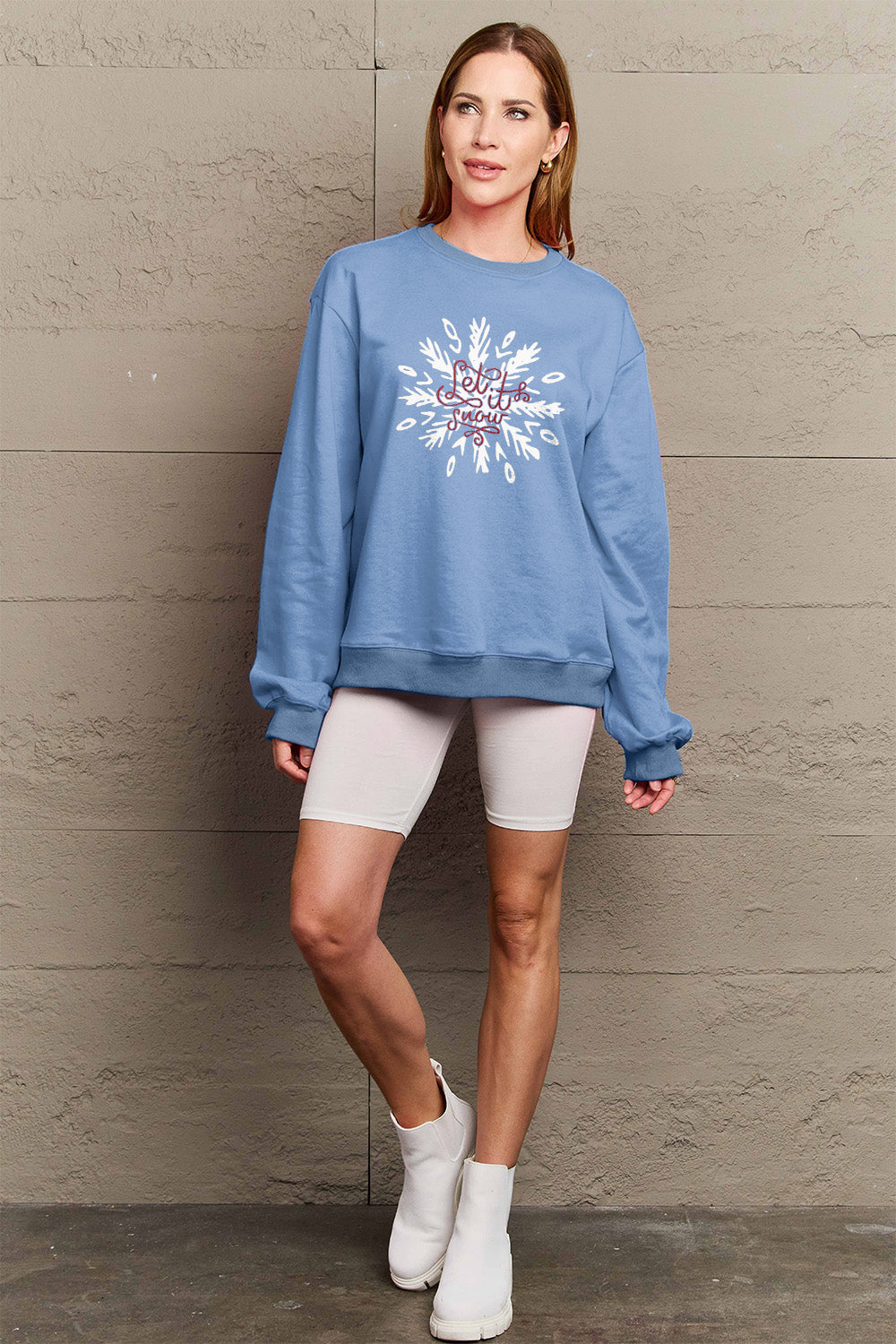 Simply Love Full Size LET IT SNOW Long Sleeve Sweatshirt