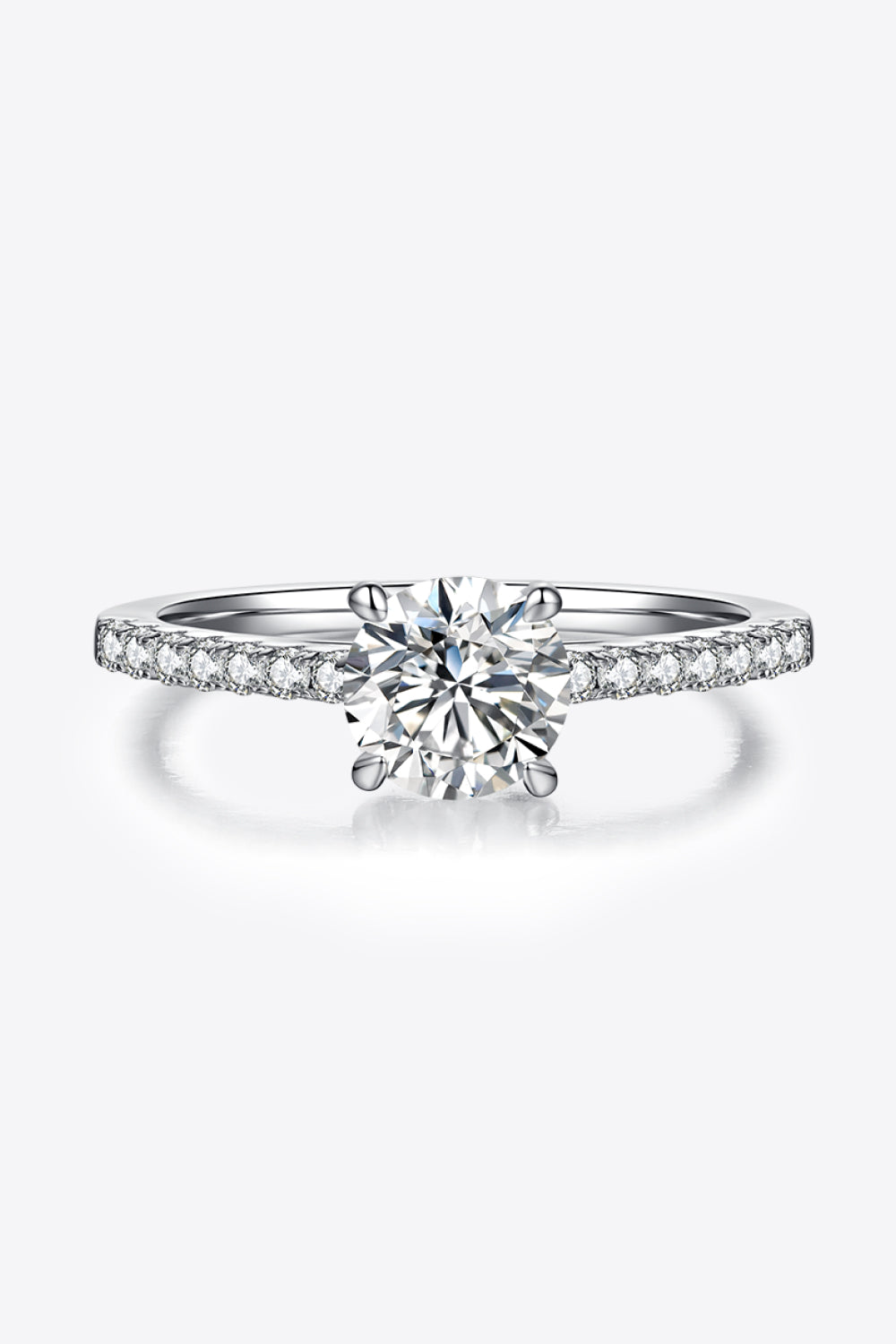 1 Carat Moissanite 925 Sterling Silver Side Stone Ring