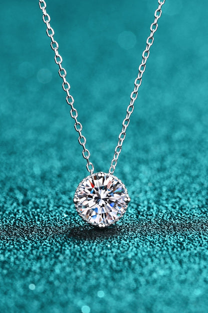 1 Carat Moissanite Round Pendant Necklace