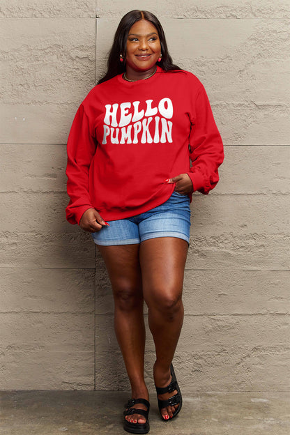 Simply Love Full Size HELLO PUMPKIN Graphic Sweatshirt