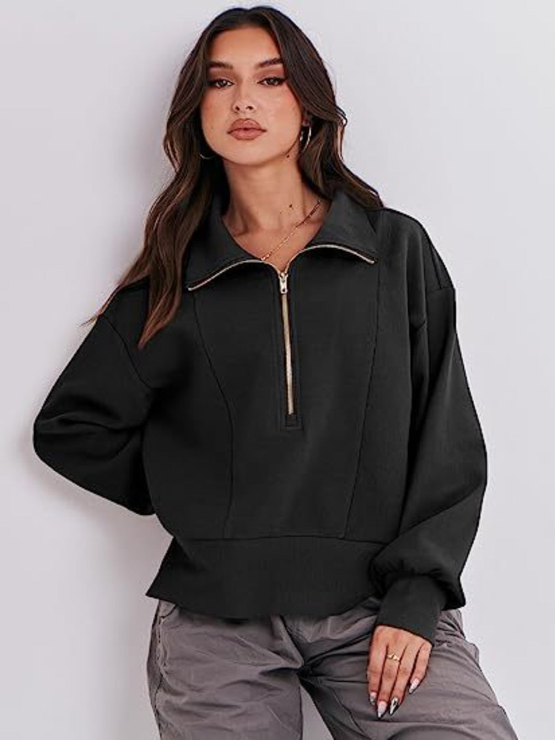 Half Zip Up Collared Sweatshirts