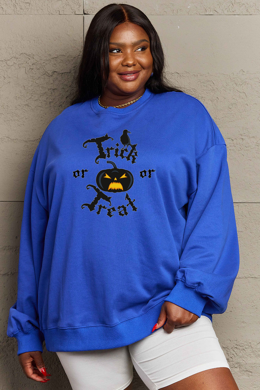 Simply Love Full Size TRICK OR TREAT Graphic Sweatshirt