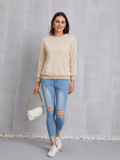 Round Neck Dropped Shoulder Sweatshirt