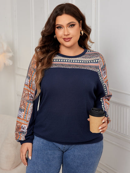 Honey Plus Size Printed Long Sleeve Sweatshirt