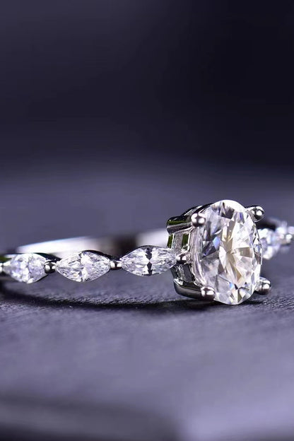 1 Carat Moissanite Oval Ring