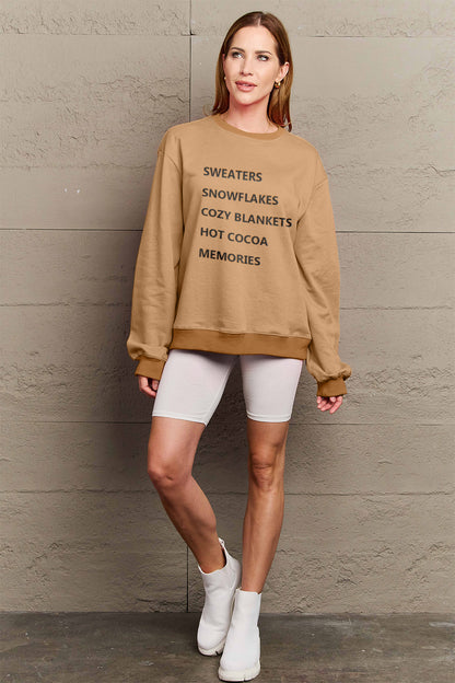 Simply Love Full Size Letter Graphic Round Neck Sweatshirt