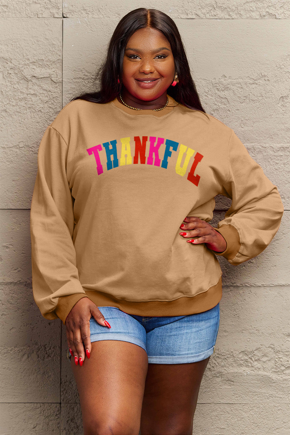 Simply Love Full Size THANKFUL Graphic Sweatshirt