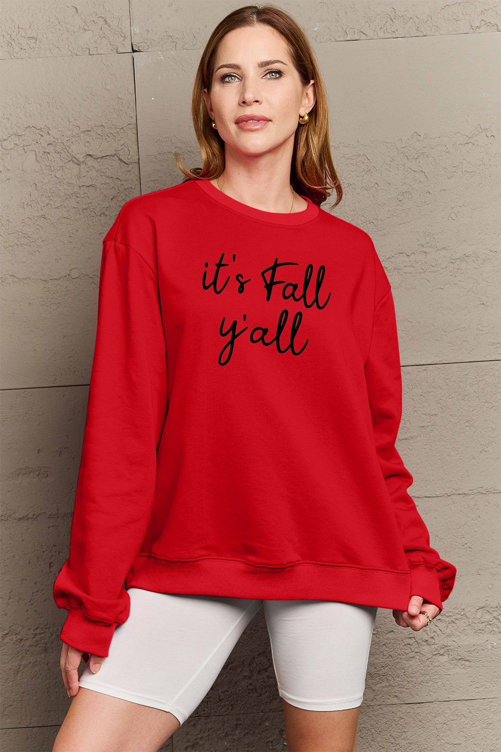 Simply Love Full Size IT'S FALL Y'ALL Graphic Sweatshirt