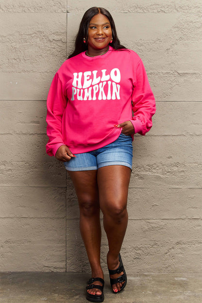 Simply Love Full Size HELLO PUMPKIN Graphic Sweatshirt