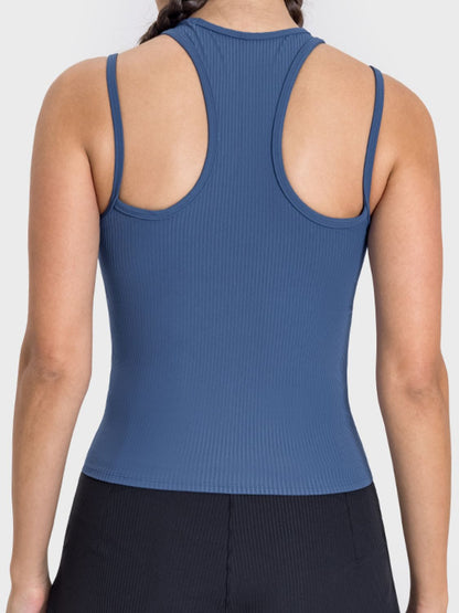 Millennia Cutout Round Neck Racerback Active Tank