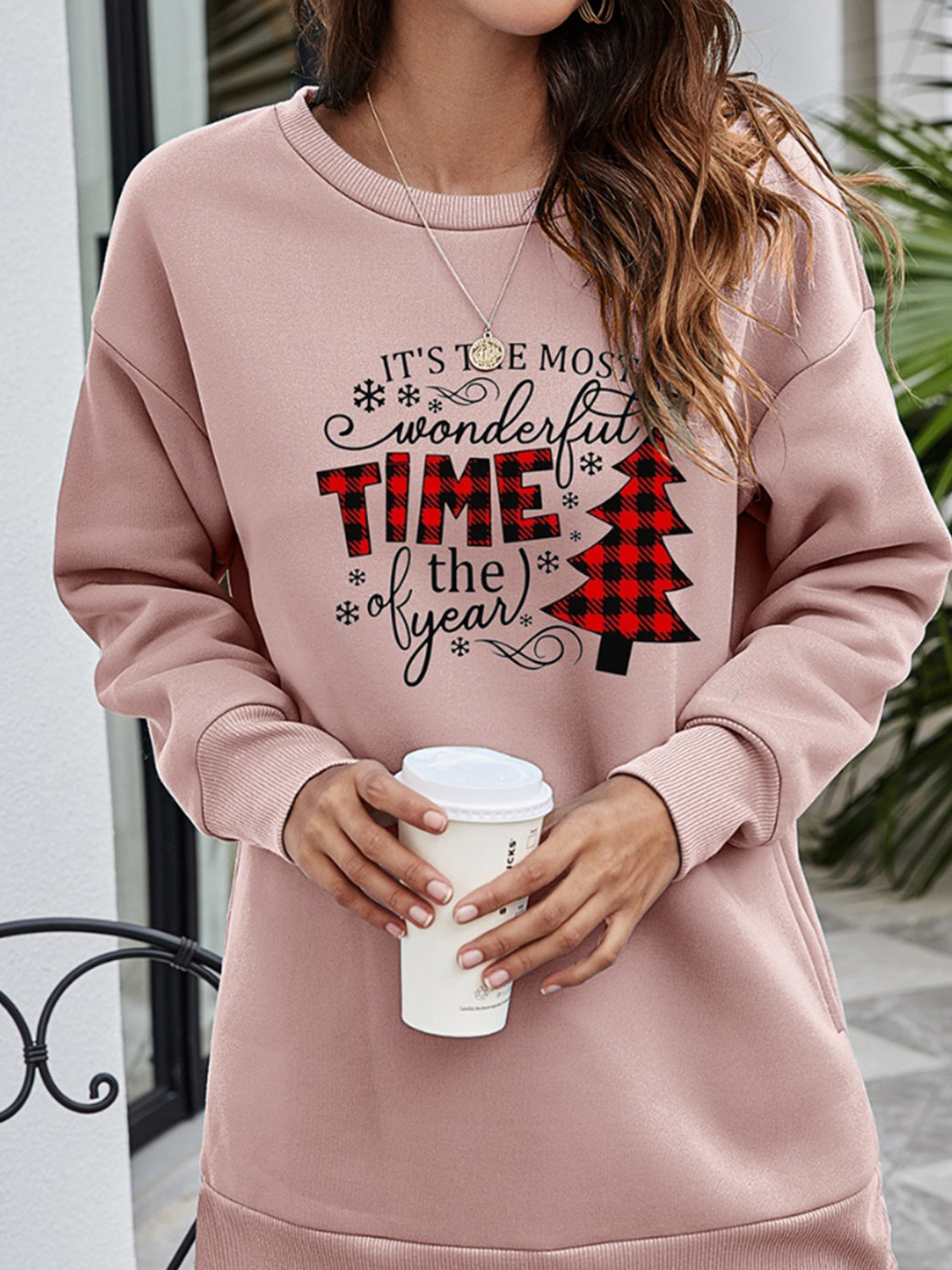 Christmas Tree Graphic Drop Shoulder Sweatshirt