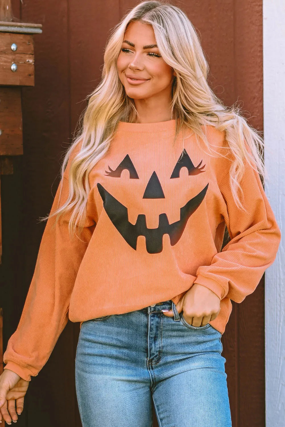 Round Neck Dropped Shoulder Jack-O'-Lantern Graphic Sweatshirt