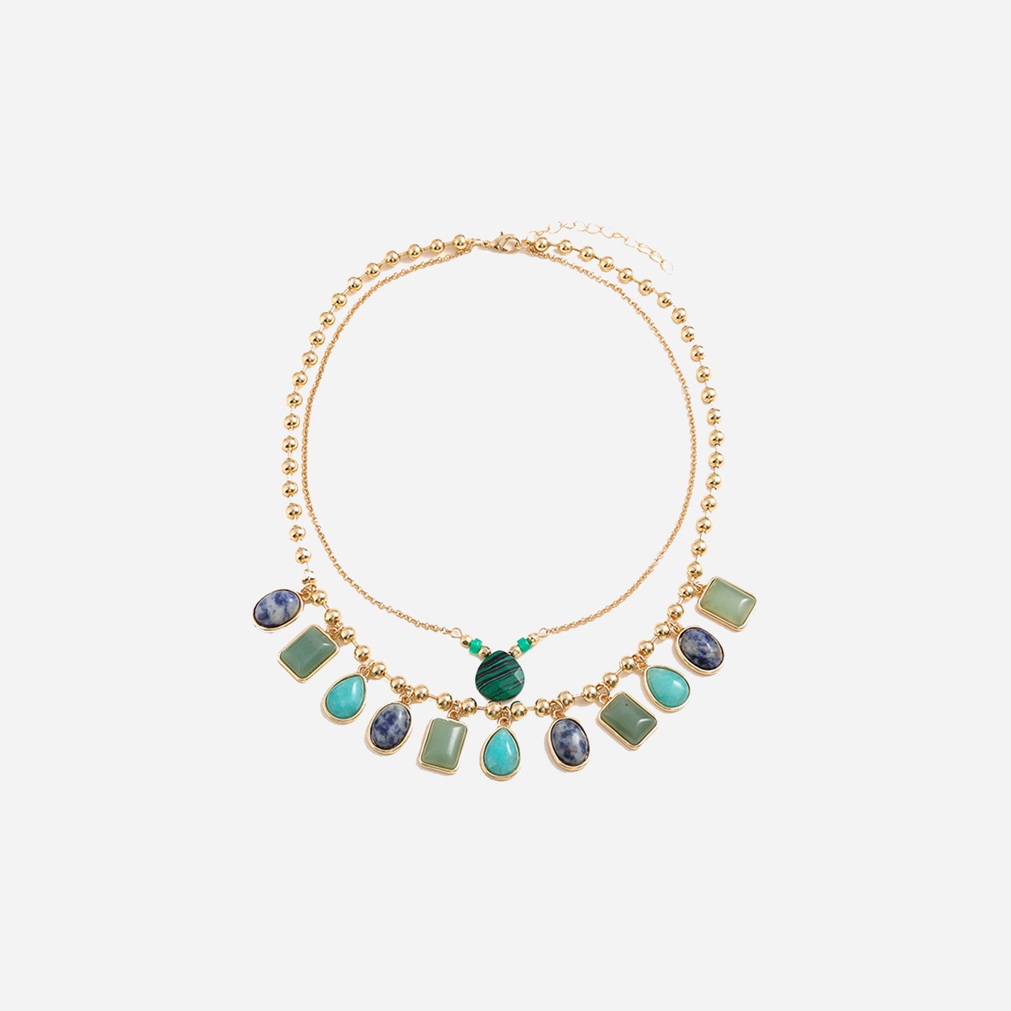 Geometric Alloy Double-Layered Necklace