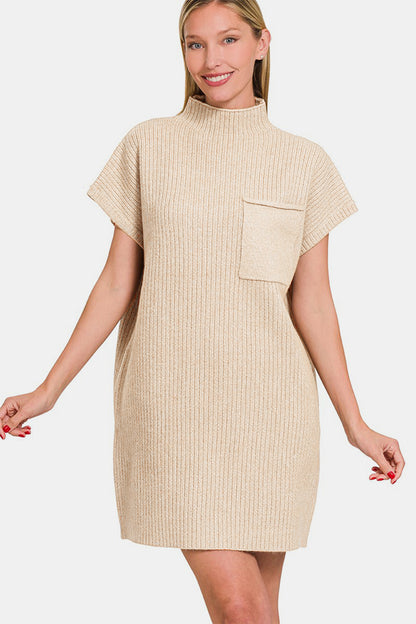 Zenana Short Sleeve Sweater Mini Dress