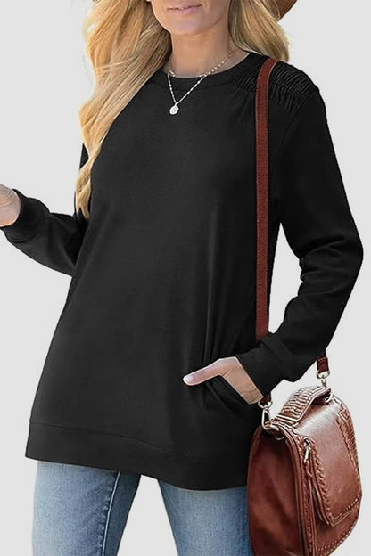 Ruched Round Neck Sweatshirt