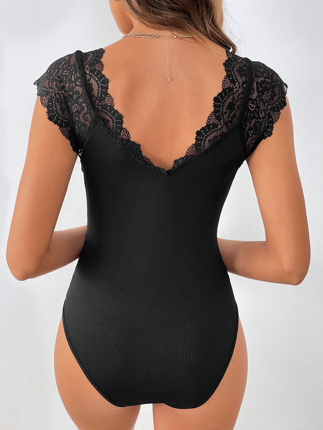 Perfee Lace Detail V-Neck Sleeveless Bodysuit