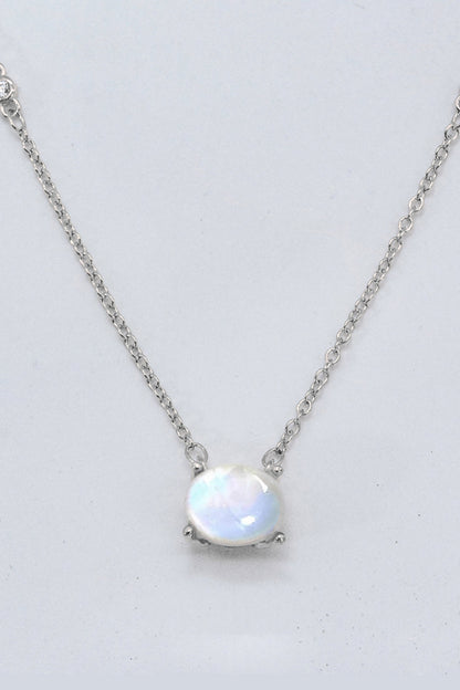 Geometric Moonstone Pendant Necklace