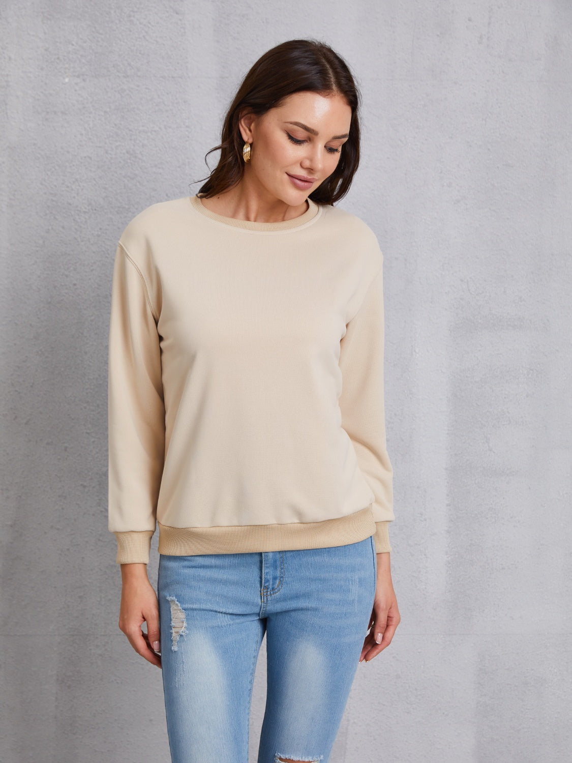 Round Neck Dropped Shoulder Sweatshirt