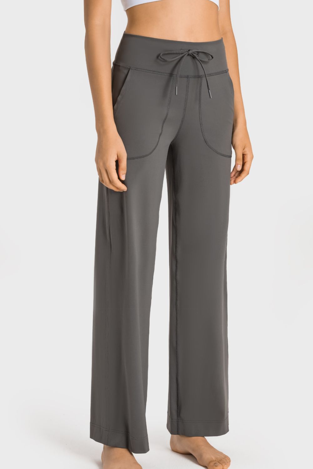 Millennia Drawstring Waist Wide Leg Sports Pants with Pockets